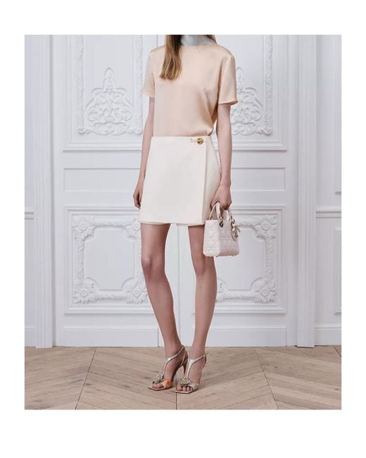 Dior Natural Short-Sleeved Blouse With Rear Tie