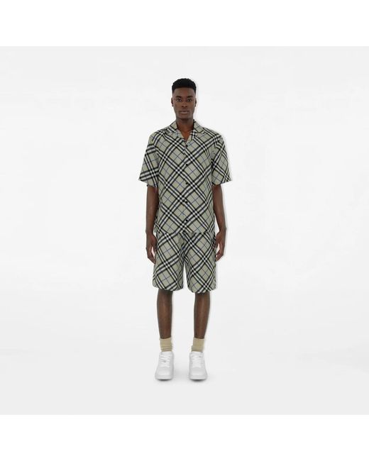 Burberry Gray Nova Check Silk Shirt for men