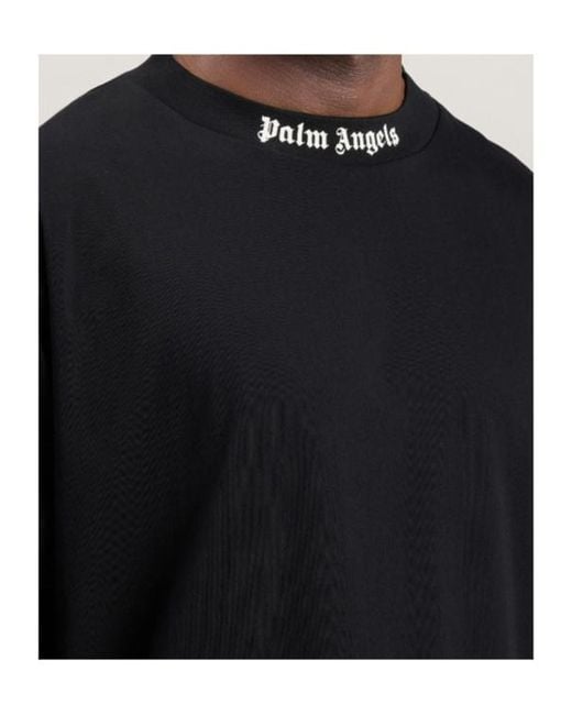 Palm Angels Black Logo Printed Crewneck T-Shirt for men
