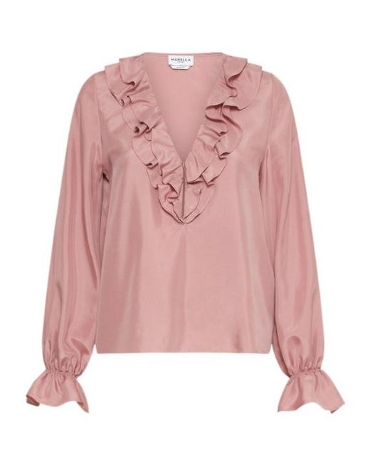 Marella Pink Ruched Silk Blouse