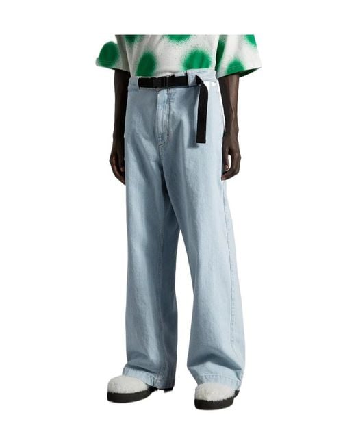 Moncler Blue X Jw Anderson Wide Leg Logo Embroidered Jeans for men