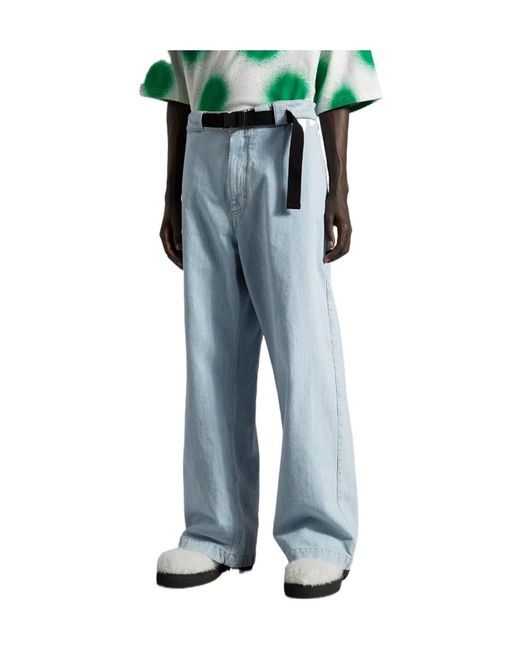 Moncler Blue X Jw Anderson Wide Leg Logo Embroidered Jeans for men