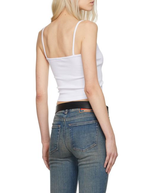 DIESEL White T-Hop-D Logo Embroidered Cami Top