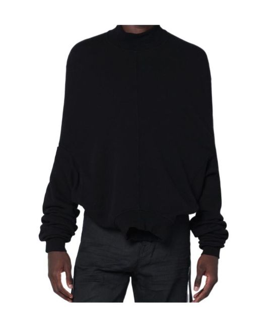 Rick Owens Blue Double Funnel Neck Strapped Sweatshirt for men
