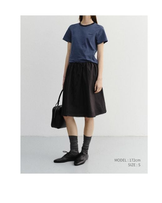 DUNST Black Lace-Trimmed Drawstring Midi Skirt