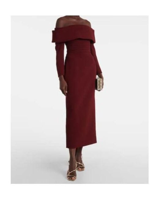 Emilia Wickstead Red Derika Off-Shoulder Crêpe Midi Dress