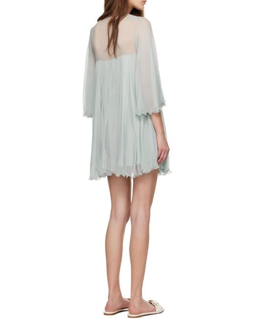 Chloé Blue Chloé Pleated Mini Dress