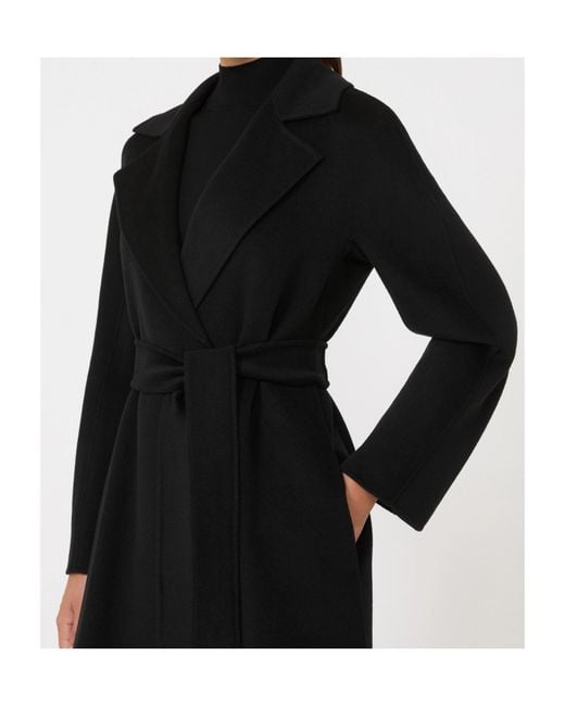 Max Mara Black Wool, Cashmere And Silk Long Wrap Coat
