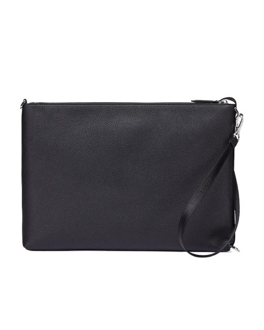 Fendi Black Logo-Embossed Zipped Pouch for men