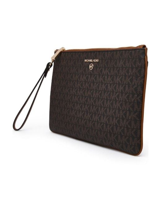 Michael Kors Black Monogram-Pattern Clutch Bag