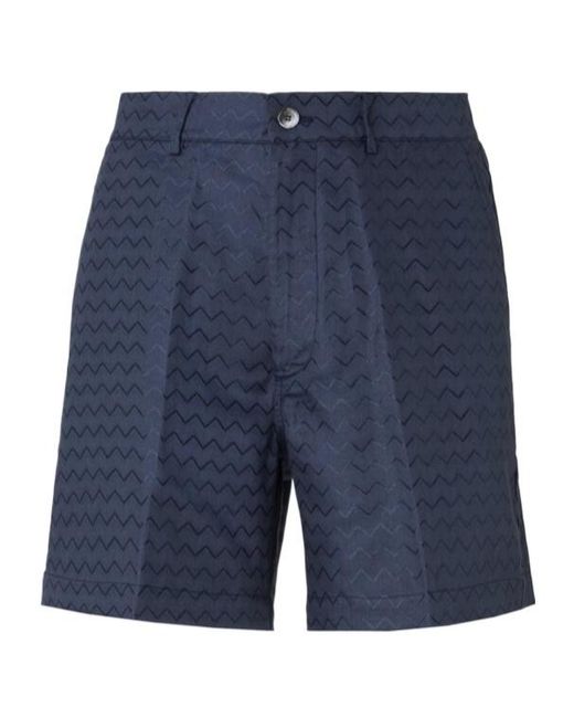 Missoni Blue Chevron-Pattern Tailored Shorts for men