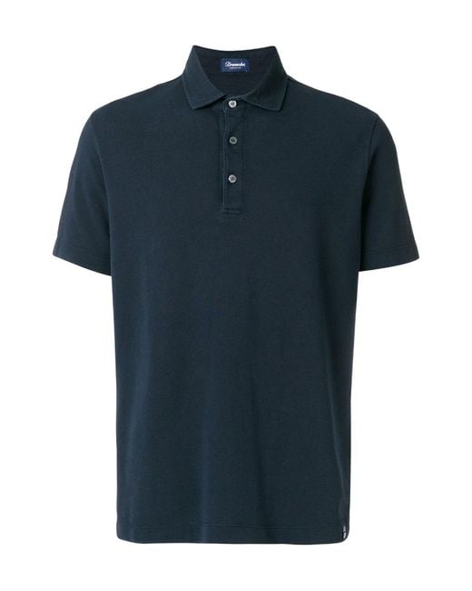 Drumohr Blue Straight Hem Polo Shirt for men