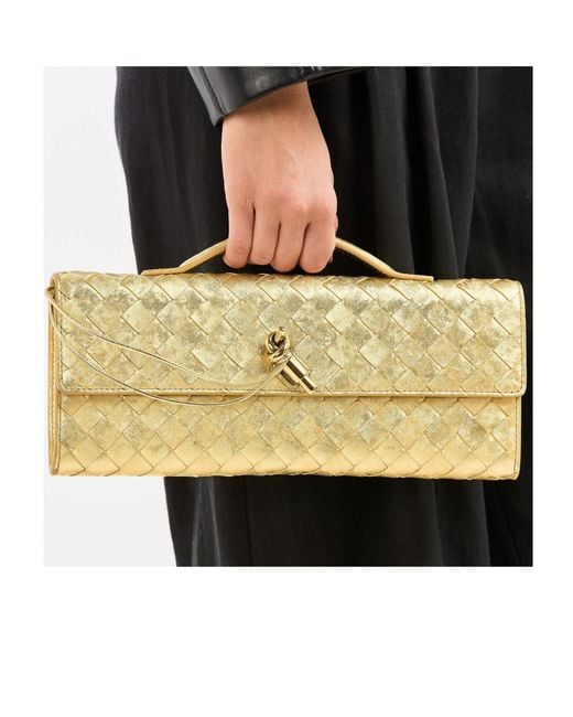 Bottega Veneta Metallic Woven Leather Clutch