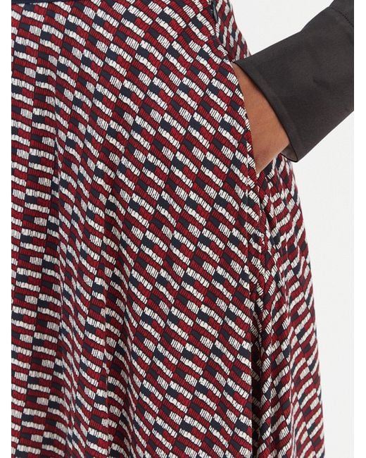 Tommy Hilfiger Red Elastic Waist Midi Skirt