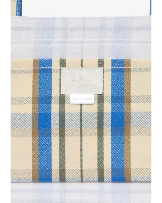 A.P.C. Blue Cohtb Checked Tote Bag for men
