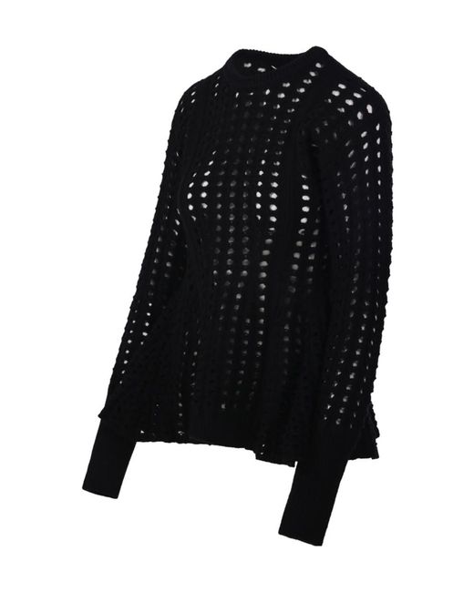 Nude Black Perforated T-Neck Sweater