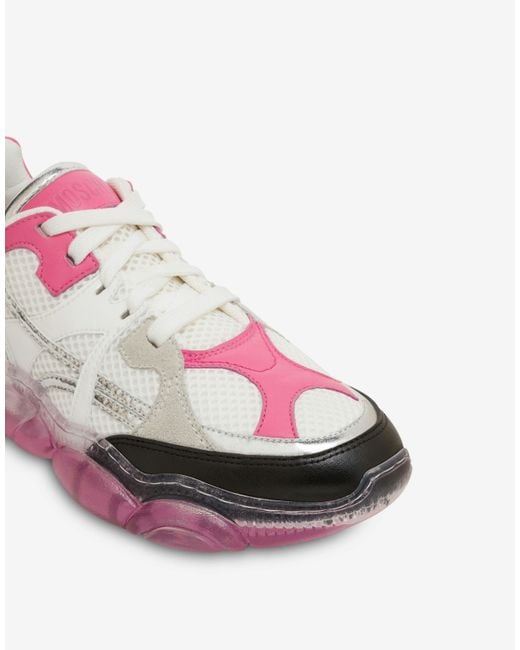 Moschino Pink Transparent-Sole Mesh Sneakers