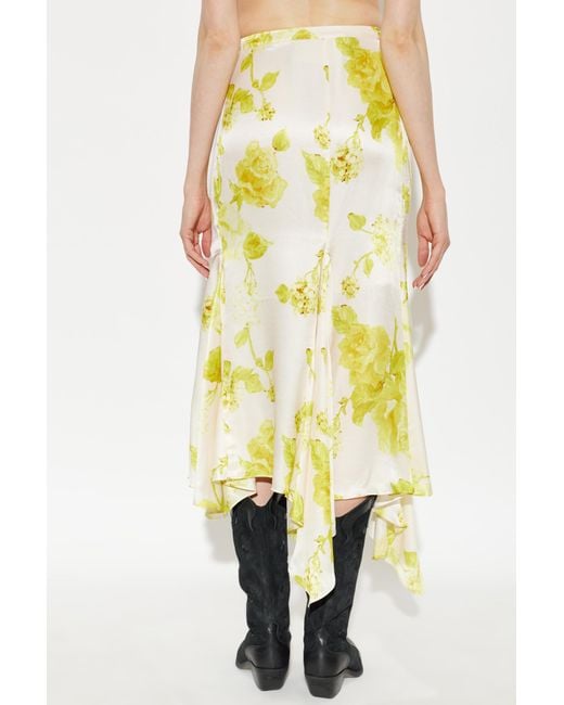 AllSaints Yellow Kathy Ruched Asymmetric Skirt