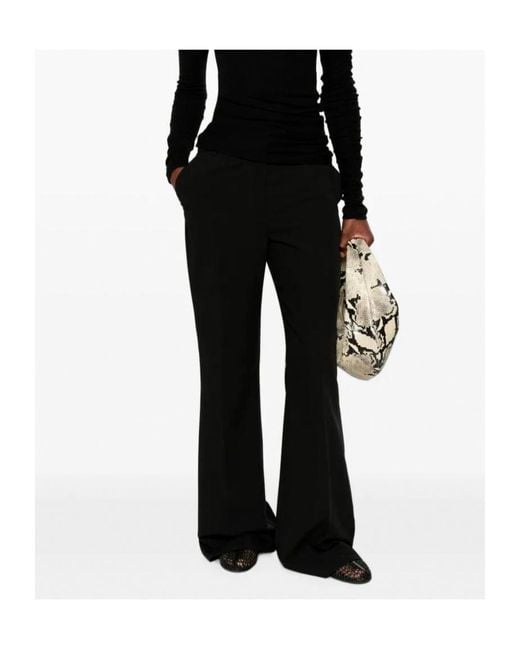 Pinko Black Plain-Coloured Palazzo Trousers