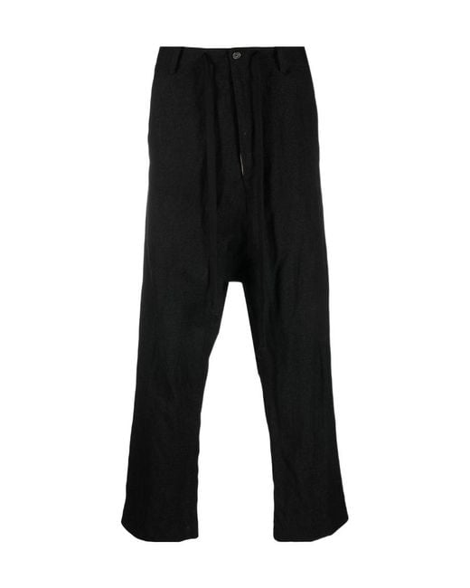 Uma Wang Black Drop Crotch Drawstring Trousers for men
