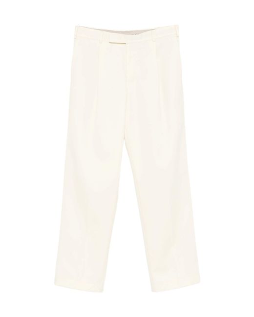 Pt Pantaloni White Pleated Wool Trousers for men
