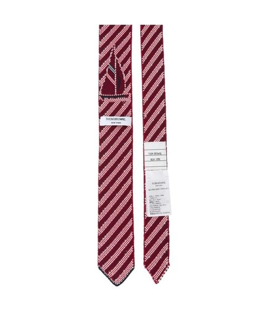 Thom Browne White Sailboat-Jacquard Pinstripe Tie for men