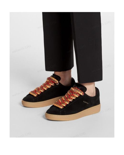 Lanvin Black Lite Curb Suede Sneakers