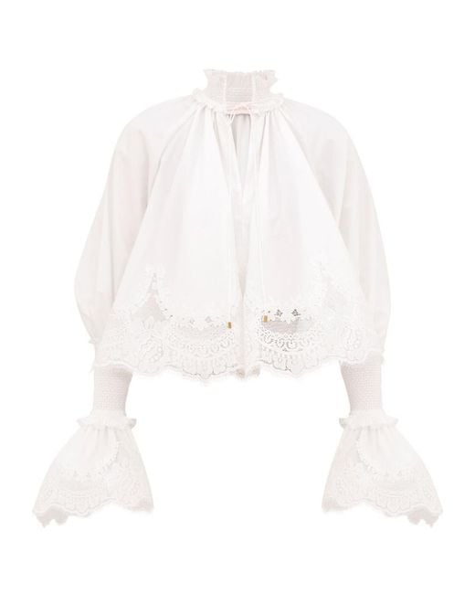 Zimmermann White Alchemy Lace Trim Blouse