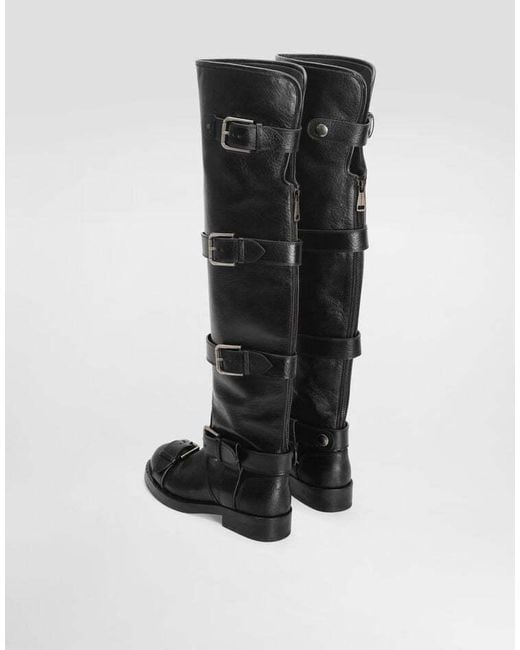 Dolce & Gabbana Black Buckle Detailed Boots