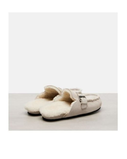 Brunello Cucinelli White Shearling-Lined Suede Slippers