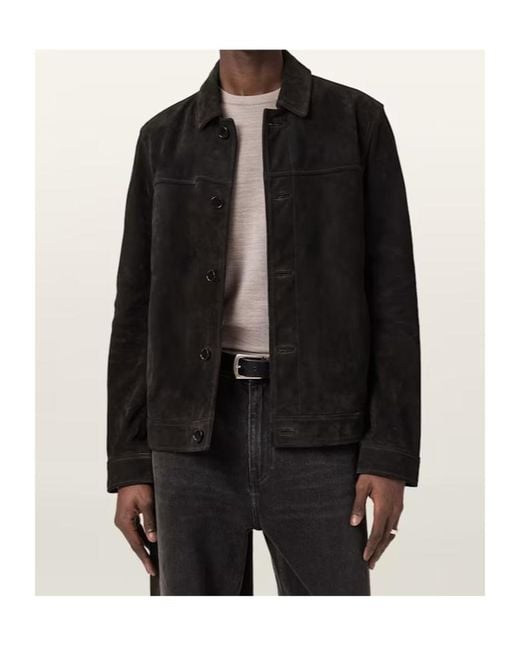 AllSaints Black Suede Nates Jacket for men