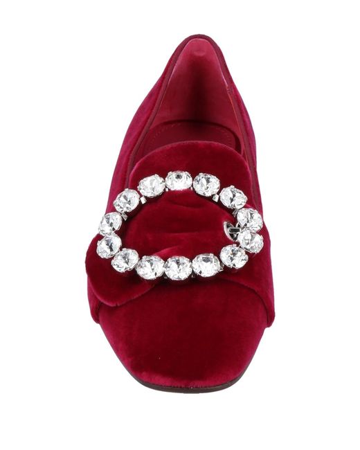 Dolce & Gabbana Red Round Toe Loafers