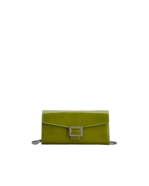 Roger Vivier Green Belle Vivier Chain Wallet