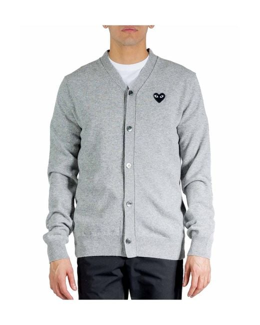 COMME DES GARÇONS PLAY Gray Heart Decal Cardigan for men