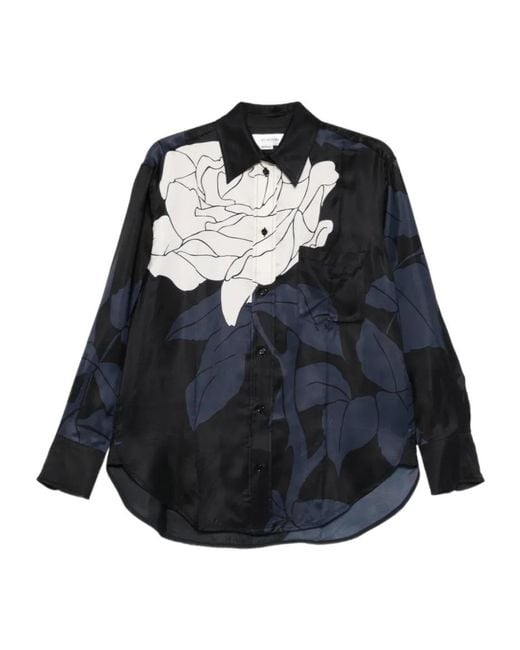 Victoria Beckham Black Floral Print Pocket Shirt