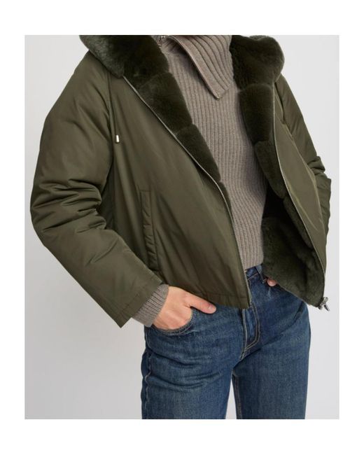 Yves Salomon Green Reversible Hooded Jacket