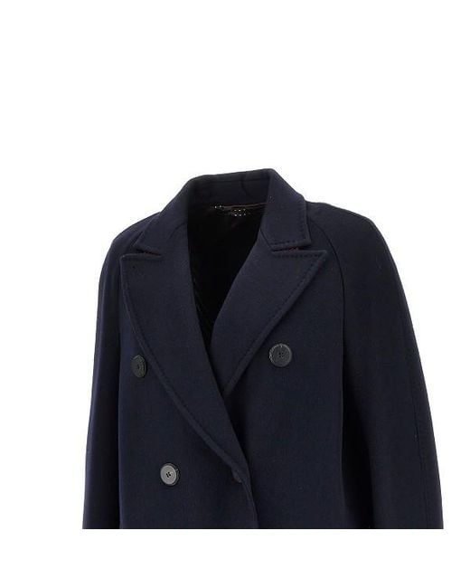 Max Mara Blue Atelier Volante Double-Breasted Coat