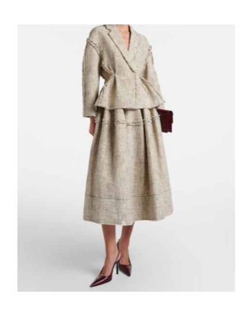 Erdem Natural Cotton-Blend Tweed Peplum Jacket