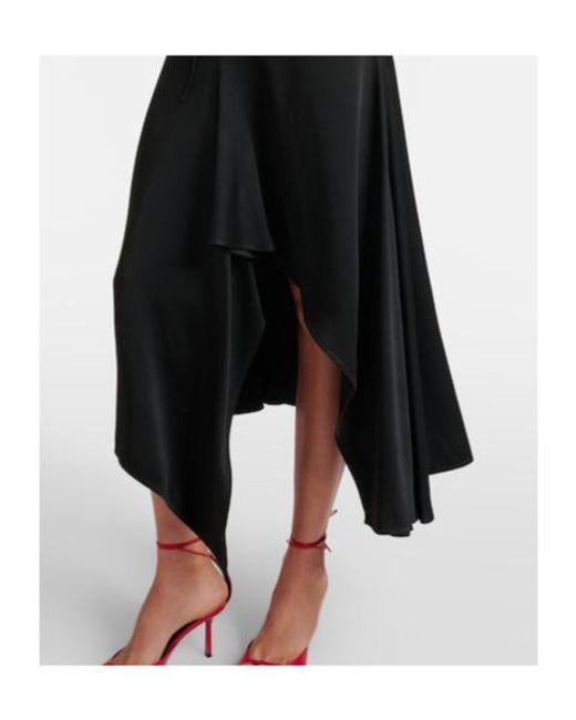 Victoria Beckham Black Asymmetric Crêpe Satin Midi Dress