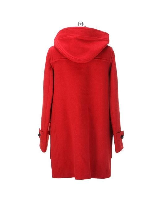 Burberry Red Hooded Long-Sleeved Coat
