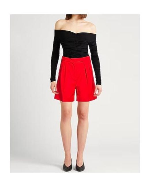 Max Mara Red Pleated Bermuda Shorts