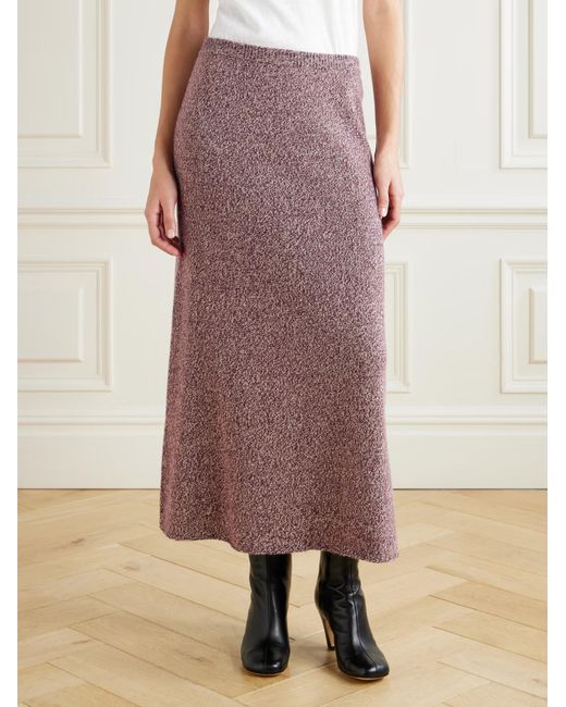 The Elder Statesman Purple Marl Cashmere Midi Skirt