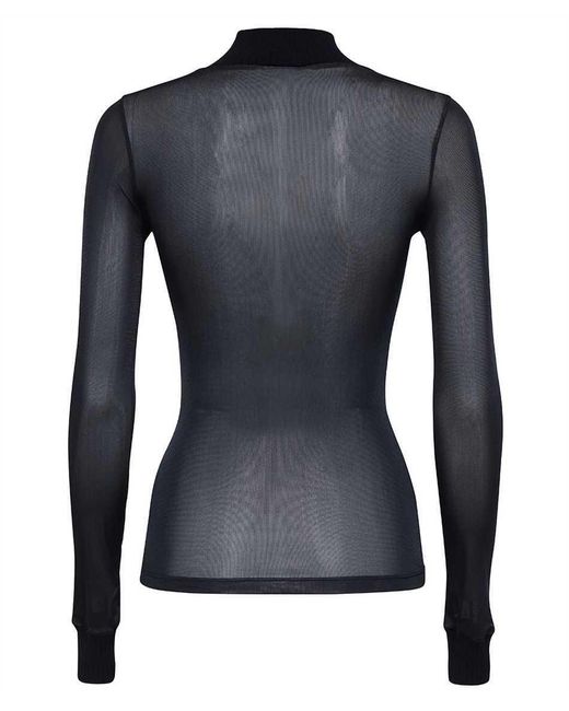 Courreges Black Logo-Patch Roll-Neck Top