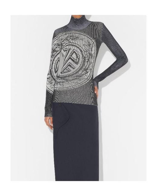 Jean Paul Gaultier Gray Laurel Stamp Jacquard Long-Sleeves Sweater for men
