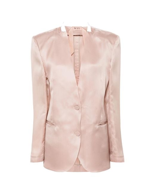 N°21 Pink Single-Breasted Silk Blazer