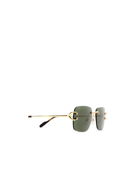 Cartier Green Rectangle Frame Sunglasses for men
