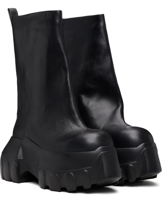 Rick Owens Black Mega Tractor Platform Boots for men