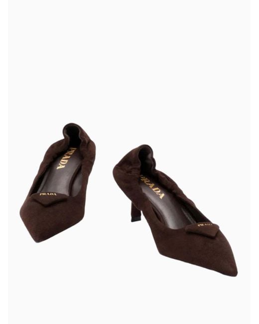 Prada Brown Suede Pointed-Toe Pumps