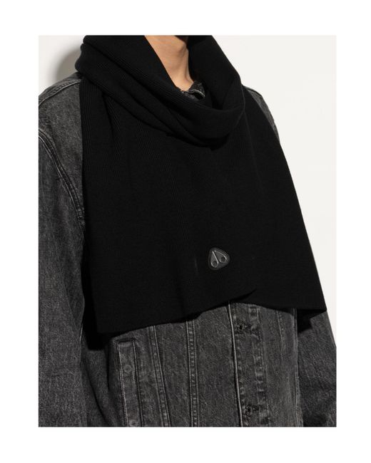 Moose Knuckles Black Wool Scarf for men