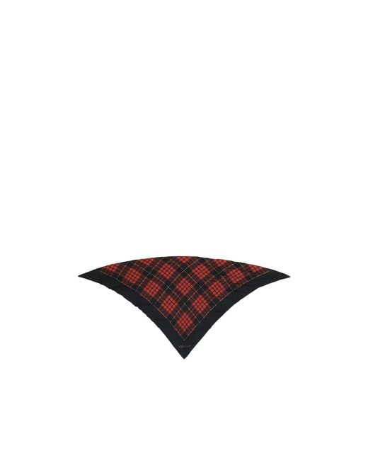 McQueen White Quilted Tartan Scarf
